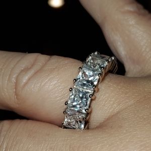 Sterling Silver Asscher Cut Eternity Weddi…